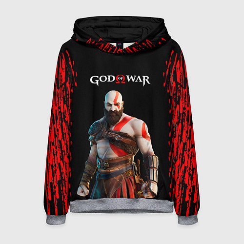 Мужская толстовка God of War красные разводы / 3D-Меланж – фото 1