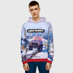 Толстовка-худи мужская SnowRunner Гонки по бездорожью, цвет: 3D-красный — фото 2