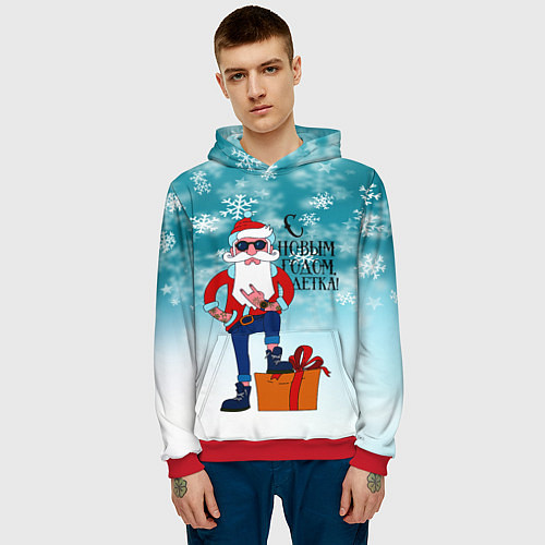 Мужская толстовка Hipster Santa 2022 / 3D-Красный – фото 3