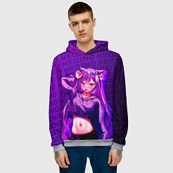 Толстовка-худи мужская Кэ Цин Keqing, Genshin Impact Геншин импакт, цвет: 3D-меланж — фото 2