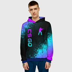 Толстовка-худи мужская CS GO NEON SYMBOL STYLE SKIN КС ГО НЕОН, цвет: 3D-синий — фото 2