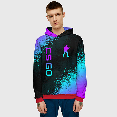 Мужская толстовка CS GO NEON SYMBOL STYLE SKIN КС ГО НЕОН / 3D-Красный – фото 3