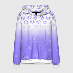 Толстовка-худи мужская GENSHIN IMPACT SYMBOL PATTERN SAKURA САКУРА, цвет: 3D-белый