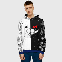Толстовка-худи мужская НОВОГОДНИЙ МОНОКУМА ЧЁРНО БЕЛЫЙ НОВЫЙ ГОД 2022, цвет: 3D-синий — фото 2