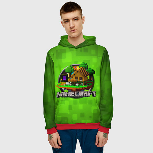 Мужская толстовка Minecraft Logo Green / 3D-Красный – фото 3