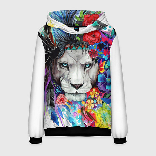 Мужская толстовка Лев - сильный взгляд / 3D-Черный – фото 1