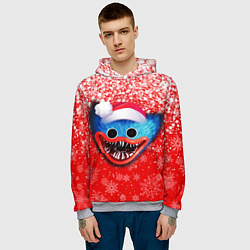 Толстовка-худи мужская POPPY PLAYTIME ХАГИ ВАГИ НОВОГОДНИЙ, СНЕЖИНКИ, цвет: 3D-меланж — фото 2