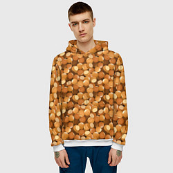 Толстовка-худи мужская Орехи Фундук, цвет: 3D-белый — фото 2