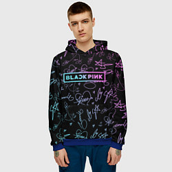 Толстовка-худи мужская NEON BLACKPINK АВТОГРАФЫ, цвет: 3D-синий — фото 2