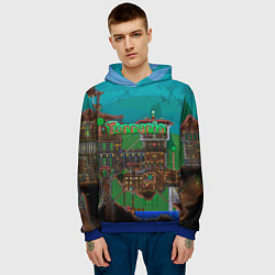 Толстовка-худи мужская Дом в Террарии, цвет: 3D-синий — фото 2