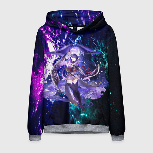 Мужская толстовка БААЛ РАЙДЕН СЁГУН, НЕОНОВЫЕ МОЛНИИ ГЕНШИН ИМПАКТ / 3D-Меланж – фото 1