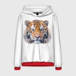 Толстовка-худи мужская Тигр рыжий полосатый, цвет: 3D-красный