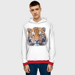 Толстовка-худи мужская Тигр рыжий полосатый, цвет: 3D-красный — фото 2