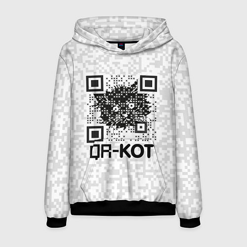 Мужская толстовка QR код котик / 3D-Черный – фото 1