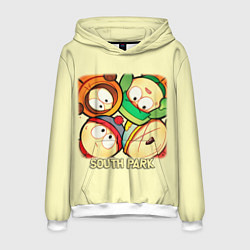 Толстовка-худи мужская Персонажи Южный парк South Park, цвет: 3D-белый