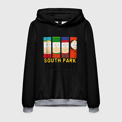 Толстовка-худи мужская South Park - Южный парк главные герои, цвет: 3D-меланж
