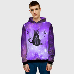 Толстовка-худи мужская Космическая черная кошка, цвет: 3D-черный — фото 2