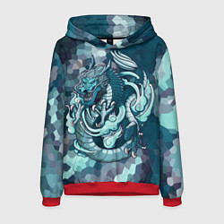 Толстовка-худи мужская Дракон-стихия воды, цвет: 3D-красный