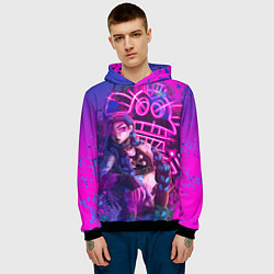 Толстовка-худи мужская League Of Legends Arcane ДЖИНКС НЕОНОВАЯ КРАСКА, цвет: 3D-черный — фото 2