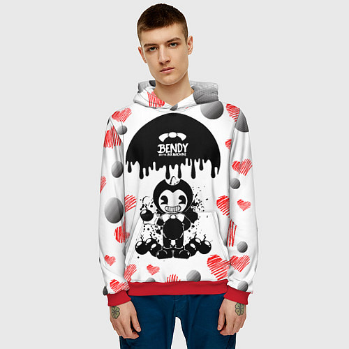 Мужская толстовка BOMB LOVE BENDY AND THE INK MACHINE / 3D-Красный – фото 3