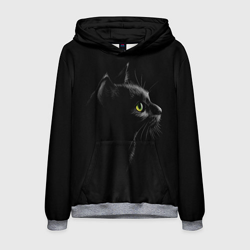Мужская толстовка Черный кот на черном фоне / 3D-Меланж – фото 1