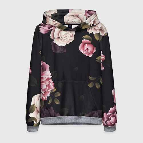Мужская толстовка РОЗЫ И ПИОНЫ / 3D-Меланж – фото 1