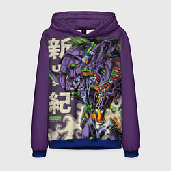 Толстовка-худи мужская Evangelion Eva-01, цвет: 3D-синий