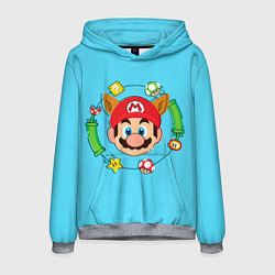 Толстовка-худи мужская Марио с ушками, цвет: 3D-меланж