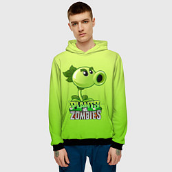 Толстовка-худи мужская Plants vs Zombies - Горохострел, цвет: 3D-черный — фото 2