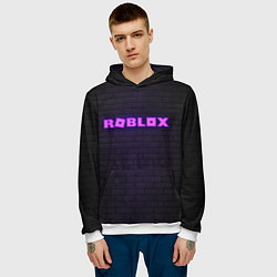 Толстовка-худи мужская ROBLOX NEON LOGO ИГРА РОБЛОКС, цвет: 3D-белый — фото 2