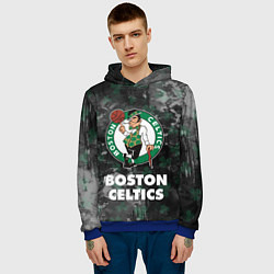 Толстовка-худи мужская Бостон Селтикс, Boston Celtics, НБА, цвет: 3D-синий — фото 2