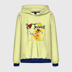 Толстовка-худи мужская Я Люблю Tennis, цвет: 3D-синий