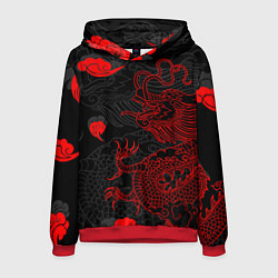 Толстовка-худи мужская Дракон Китайский дракон, цвет: 3D-красный