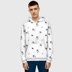 Толстовка-худи мужская Паттерн - кошачьи лапки 3D, цвет: 3D-белый — фото 2