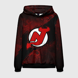 Толстовка-худи мужская New Jersey Devils, Нью Джерси Девилз, цвет: 3D-черный