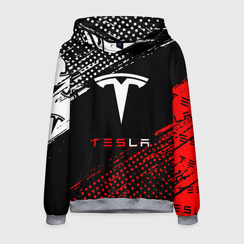 Мужская толстовка Tesla - Logo Pattern / 3D-Меланж – фото 1