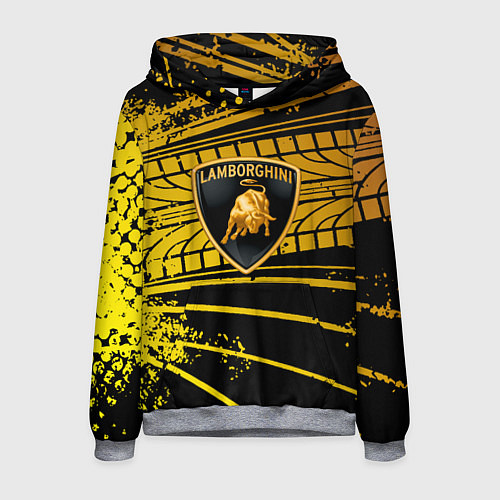 Мужская толстовка Lamborghini - Следы от шин / 3D-Меланж – фото 1