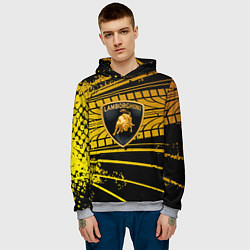Толстовка-худи мужская Lamborghini - Следы от шин, цвет: 3D-меланж — фото 2