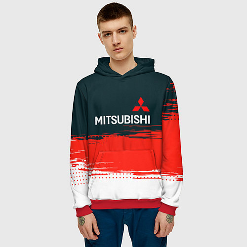 Мужская толстовка Mitsubishi - Auto бренд / 3D-Красный – фото 3