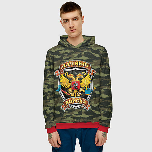 Мужская толстовка ДАЧНЫЕ ВОЙСКА КАМУФЛЯЖ / 3D-Красный – фото 3