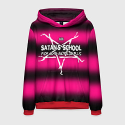 Толстовка-худи мужская Satan school for bad boys and girls pink, цвет: 3D-красный