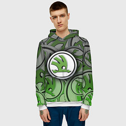 Толстовка-худи мужская Skoda Carbone Pattern, цвет: 3D-белый — фото 2