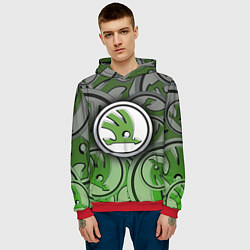Толстовка-худи мужская Skoda Carbone Pattern, цвет: 3D-красный — фото 2