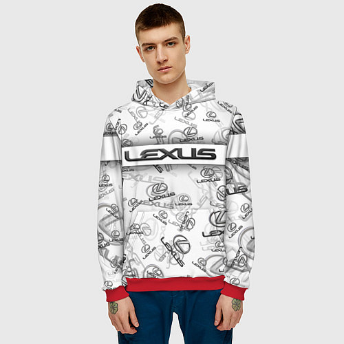 Мужская толстовка LEXUS BIG EMBLEMA PATTERN / 3D-Красный – фото 3