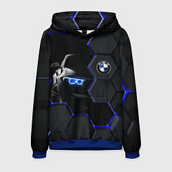 Толстовка-худи мужская BMW НЕОН СОТЫ, цвет: 3D-синий