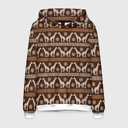 Толстовка-худи мужская Жирафы Африка паттерн, цвет: 3D-белый