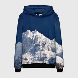 Толстовка-худи мужская Снежные горы, синие небо, цвет: 3D-черный