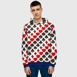 Толстовка-худи мужская Карточные Масти Card Suits, цвет: 3D-синий — фото 2
