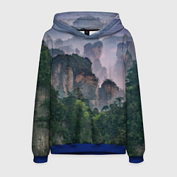 Толстовка-худи мужская Горы лес каньон, цвет: 3D-синий