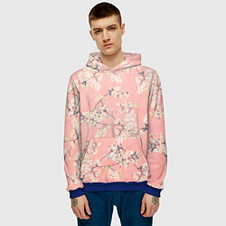 Толстовка-худи мужская Расцветающие деревья, цвет: 3D-синий — фото 2